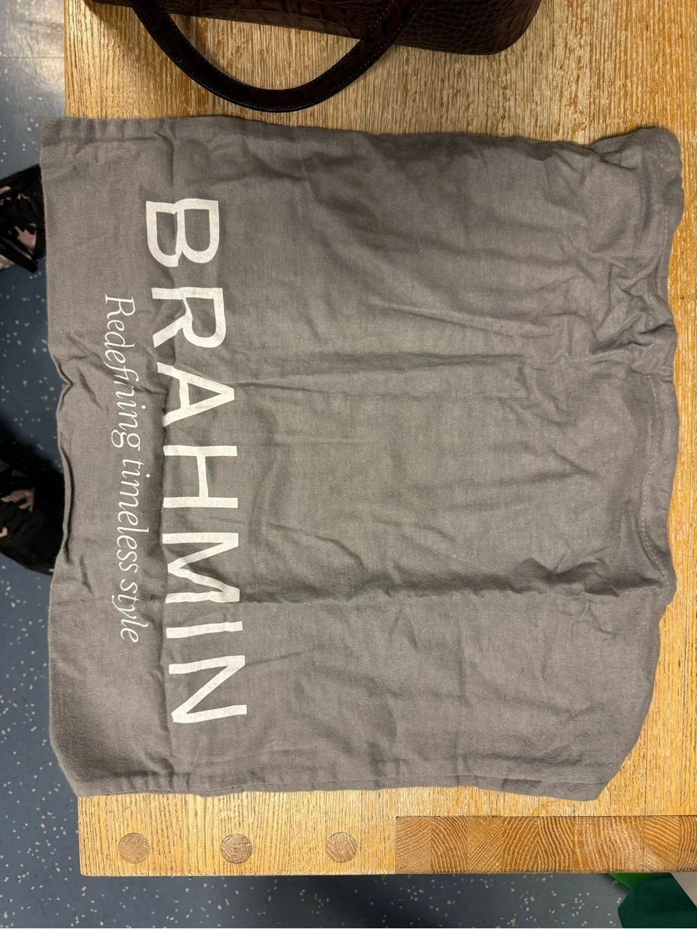 Brahmin Black and Brown Croc-Trim Shoulder Tote